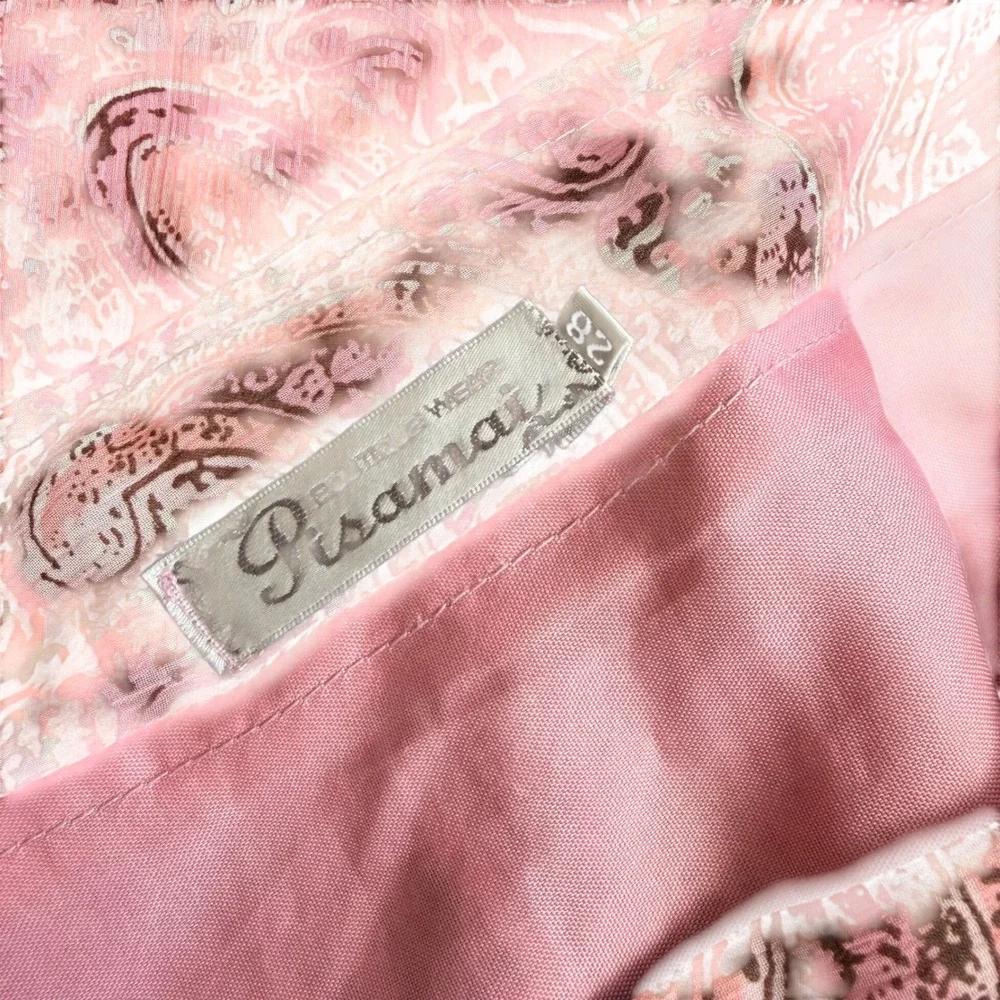 Pisamai Boutique Wear Vintage Pink Paisley Midi Skirt A-Line Lined Size 28 Y2k - Picture 4 of 5